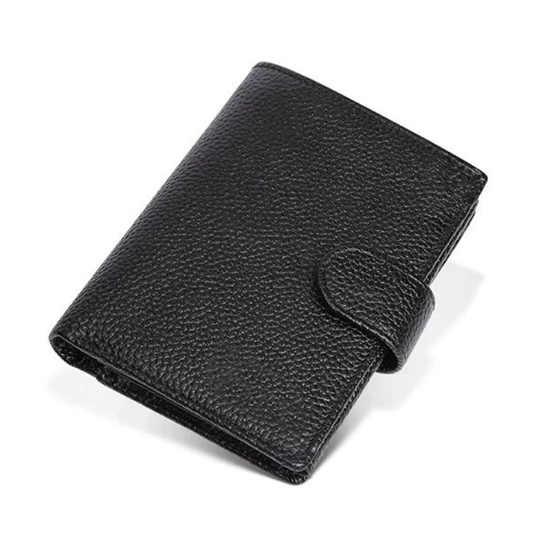 Man Large Capacity Vintage Cow Leather Wallet Short Men Purse with Coin Pocket RFID Blocking