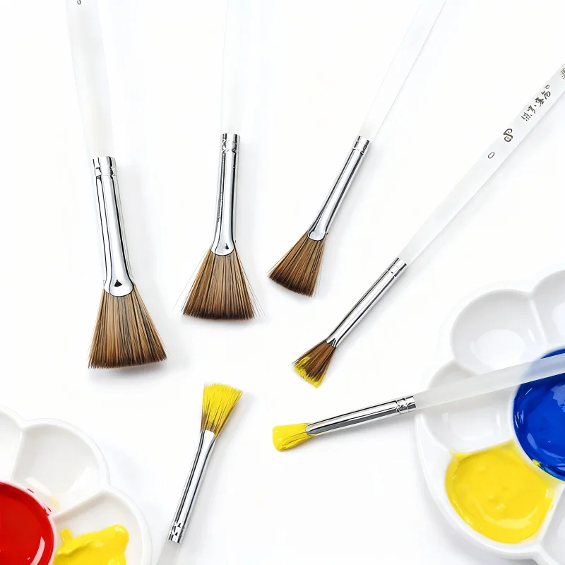 투명한 프로스트 핸들 피쉬테일 나일론 브리슬 수채화, 구아슈, 유화, 아크릴 아트 전용 페인팅 브러시