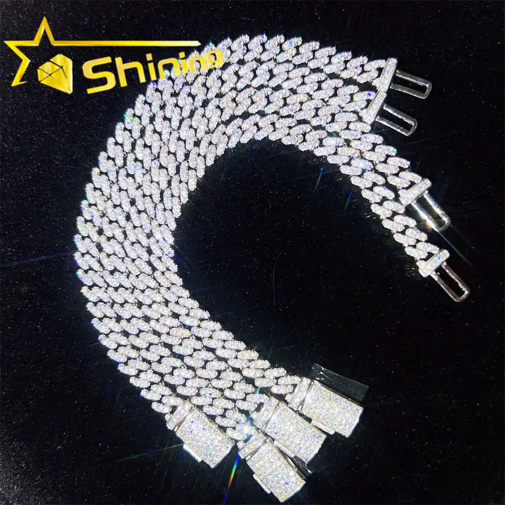 

Hot Selling Pass Diamond Tester 925 Sterling Silver Hip Hop 6mm 8mm Iced Out Vvs Moissanite Diamond Cuban Link Bracelet