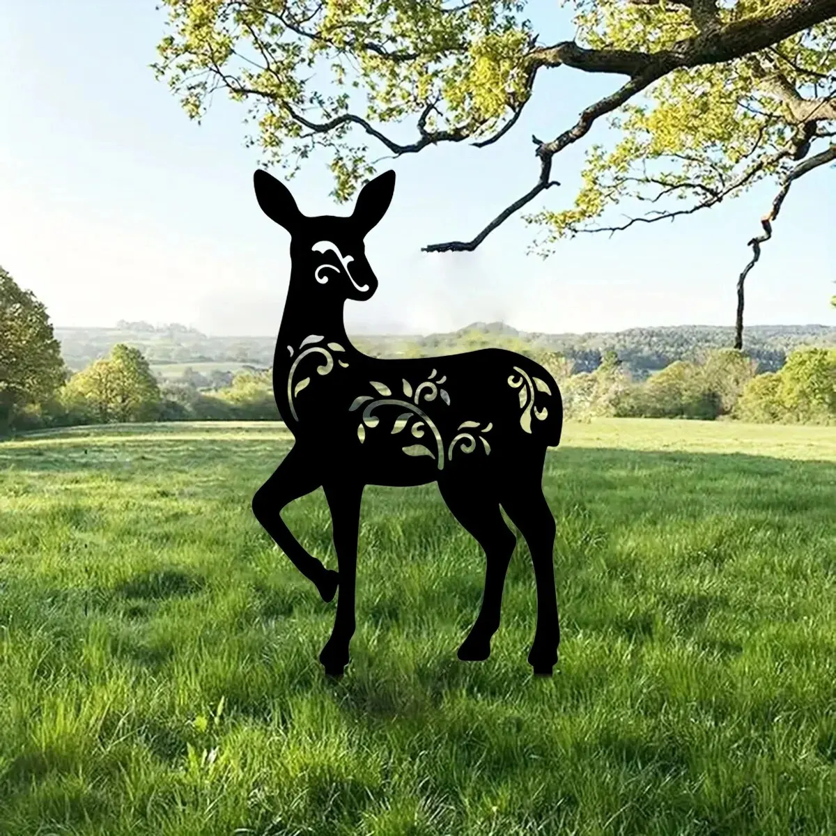 Metal Deer/Dog/Cat Stake Outdoor Metal Deer Statue Silhouette Deer Stake Outdoor Decor Animal Stakes Waterproof animal stakes