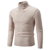 New Men's High Neck Sweater Solid Color Pullover Knitted Warm Casual Turtleneck Sweatwear Woolen Mens Winter Outdoor Tops 2