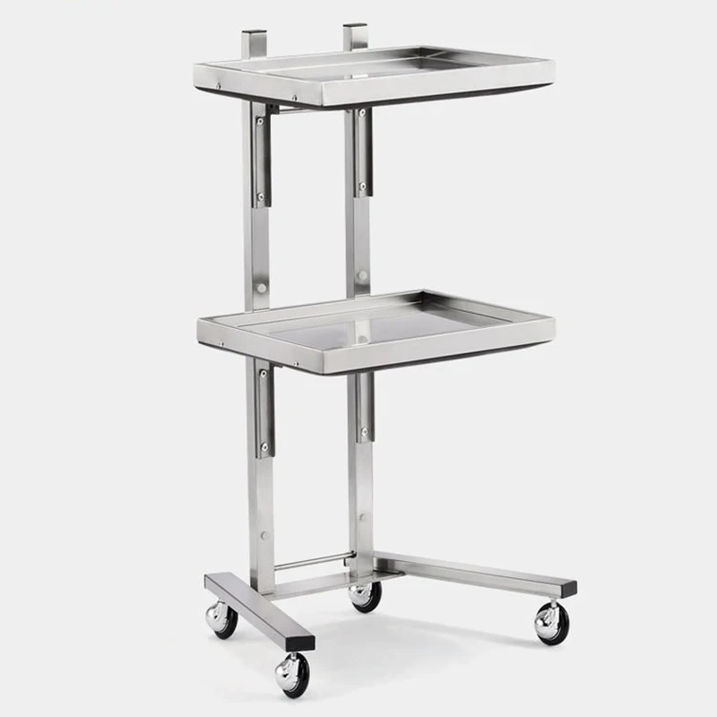 Hot selling silver stainless steel hair salon trolley metal 2 tier beauty salon tool car with wheels custom oe hot selling blank etal credit car ith agnet spe stainls steel shiny n etal credit card