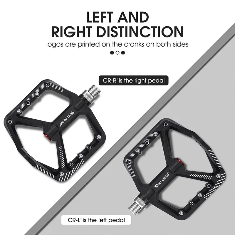 WEST BIKING Ultralight Nylon Pedals Anti-slip Mountain MTB BMX Bicycle Foot Flat Sealed Bearings Pedal Cycling Accessories Parts