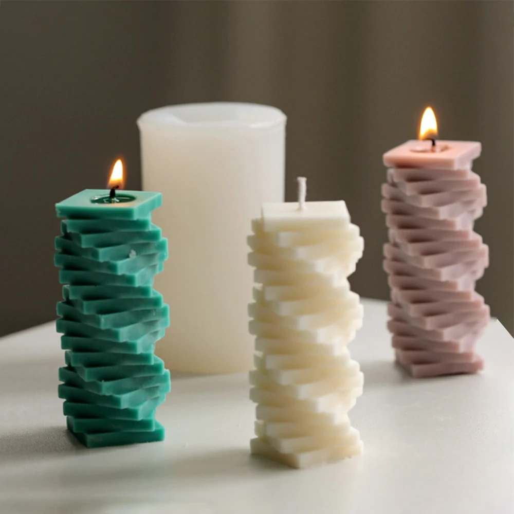 Geometric Candle Silicone Mold 3D Architecture Style Plaster Epoxy