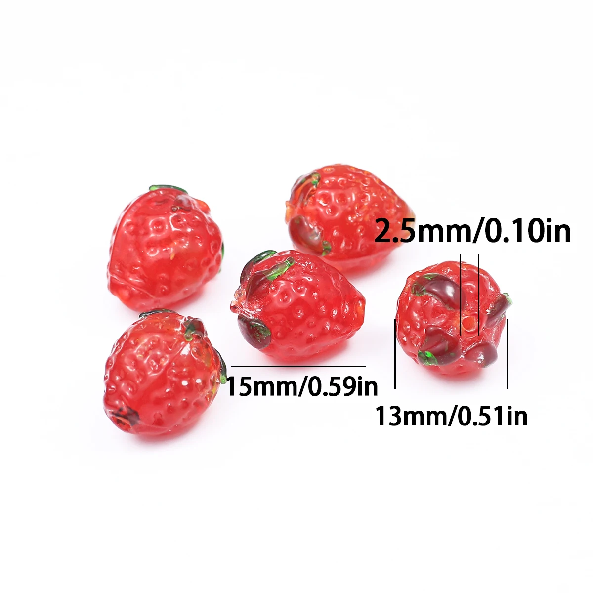 13*15mm 유약 처리된 딸기 빨간색 수제 DIY 비즈, 보석 제작용, 비즈 목걸이 및 액세서리에 적합