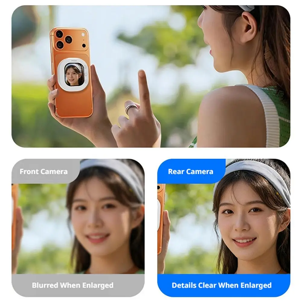 휴대용 브이로그 미러 폰 클립 조절 가능 후면 렌즈 셀카 반사경 스탠드 라이브 스트림 콘텐츠 크리에이터 키트 (아이폰용)