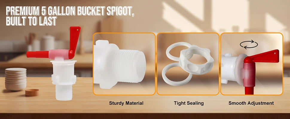 Description Picture 3 of item2 PACK Bottling Bucket Plastic Spijot, Food Grade Brew Fermenting Spigot for 5 Gallon Bucket,Beer Soda Water Beverage Dispenser