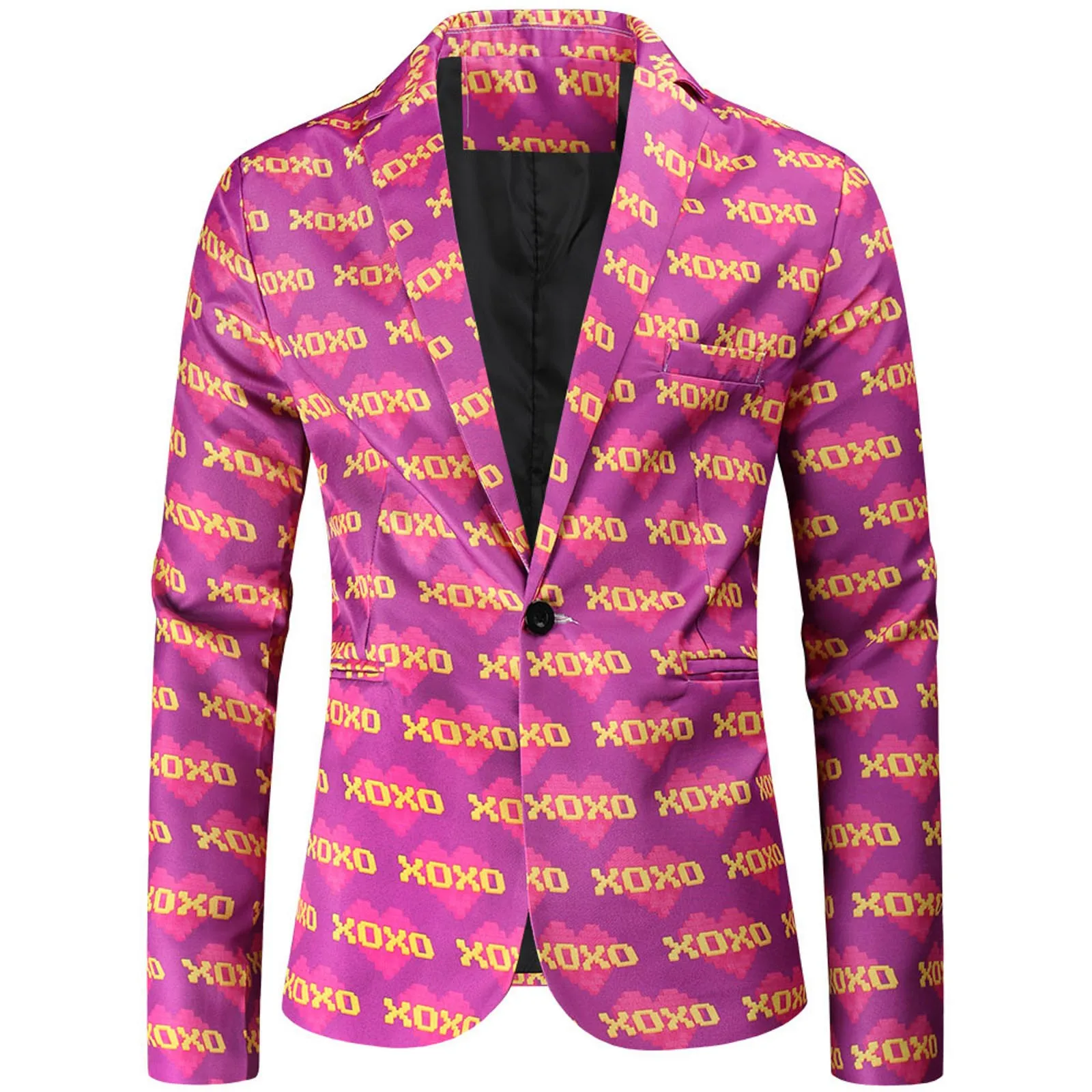 Pink Men's Fashion Coat Jackets Casual Buckle Lapels Printed Blazer Single-Breasted Suit Formal Slim Fit Luxury Male Suit