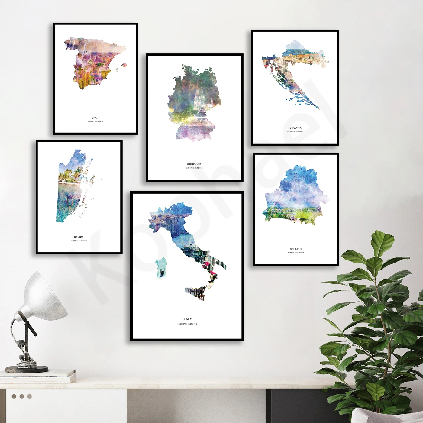 Maine Taiwan Pakistan Belize Italia Irlanda Spagna Bielorussia Colorado Germania Croazia. Poster Della Mappa Dei Viaggi Delle Città