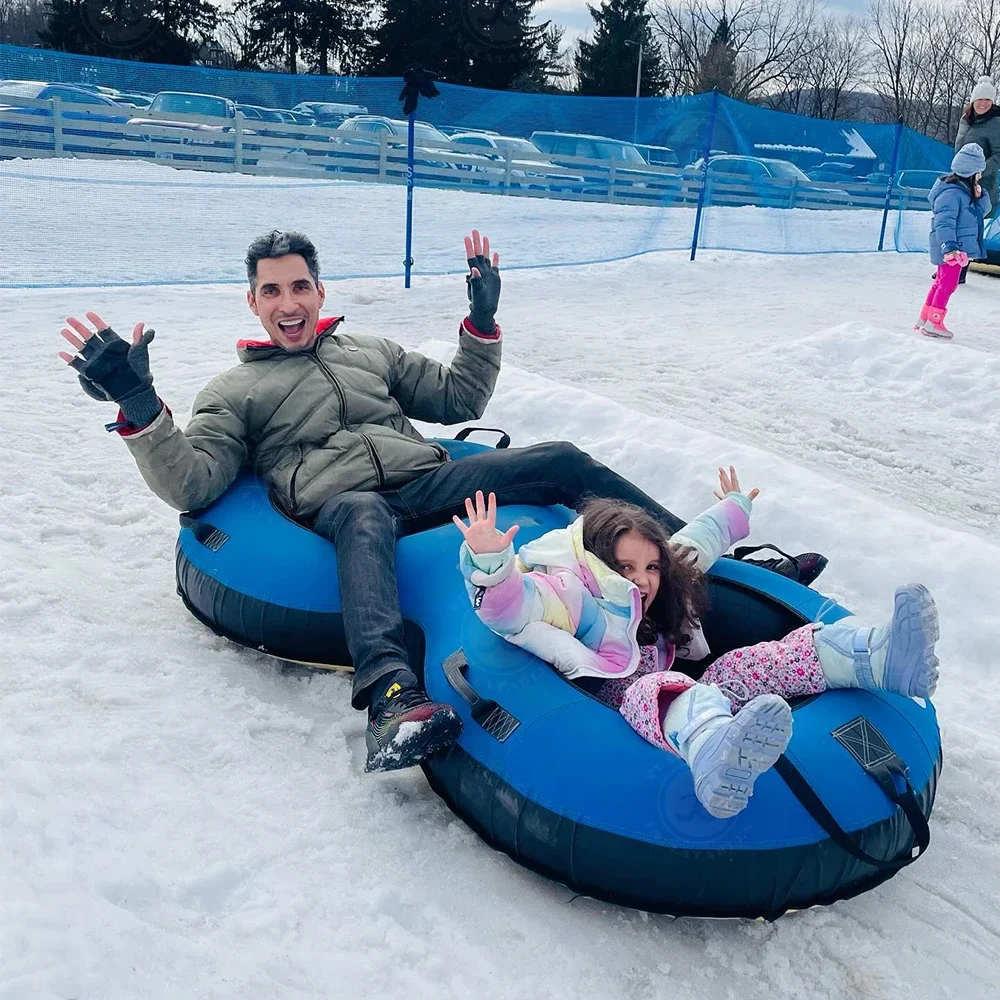 Pulling 100cm 120Cm Pvc Adult Winter Heavy Duty Snow Tubing Slide Inflatable Sleds Seat Snow Tube For With Canvas Cover