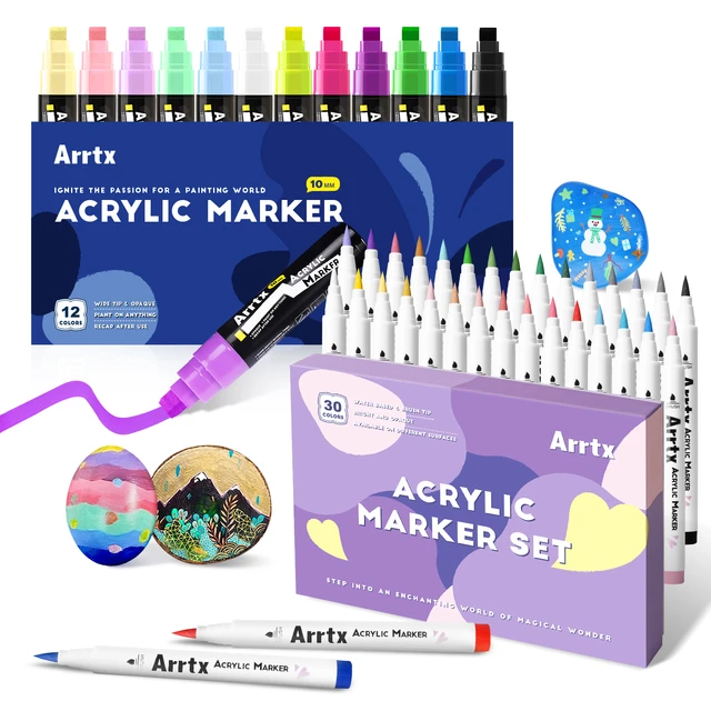 Arrtx Acrylic Paint Markers Metallic  Acrylic Paint Markers Crafts - Dual  Tip - Aliexpress