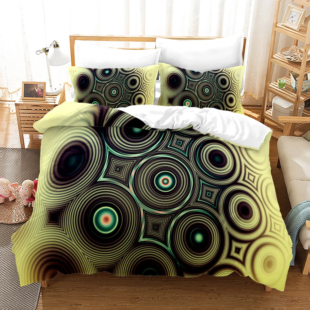 3D Geometric Patterns Printed Softly Bedding Set Stereoscopic Dense Hole Warmly Queen King Size Duvet Cover with 2 Pillow Case