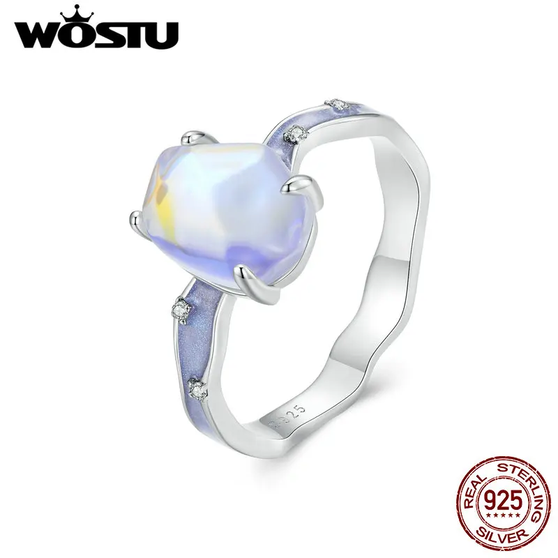 WOSTU 925 Sterling Silver Ring Eternity Cubic Zirconia Stackable