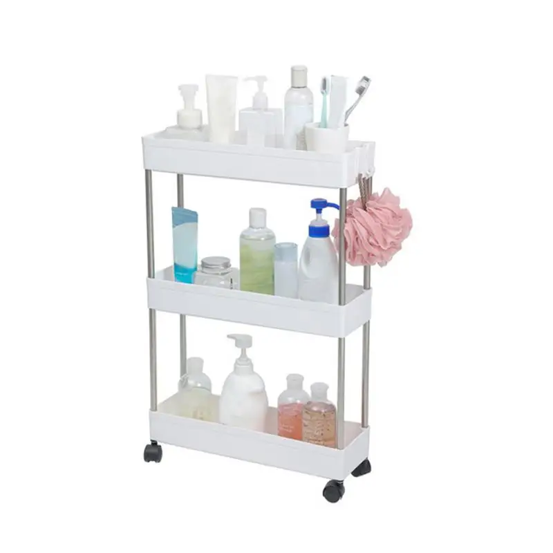 

Slide Out Storage Cart 3 Tier Utility Cart With Wheels Narrow Storage Shelves On Wheels Slide Out Organizer For Narrow Places