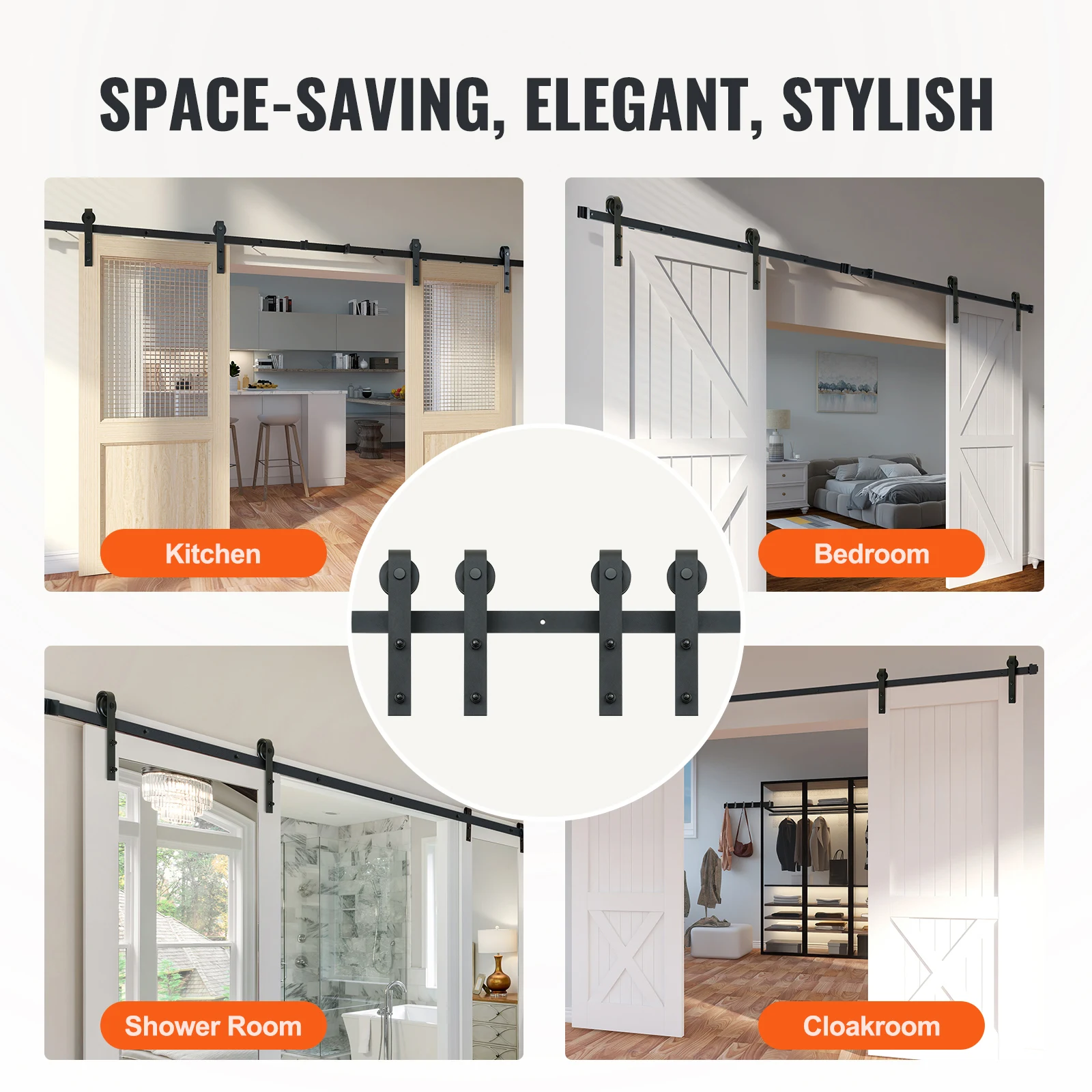Sliding Barn Door Hardware Kit Barn Door Track Kit for Double Doors 8/10FT 330LBS