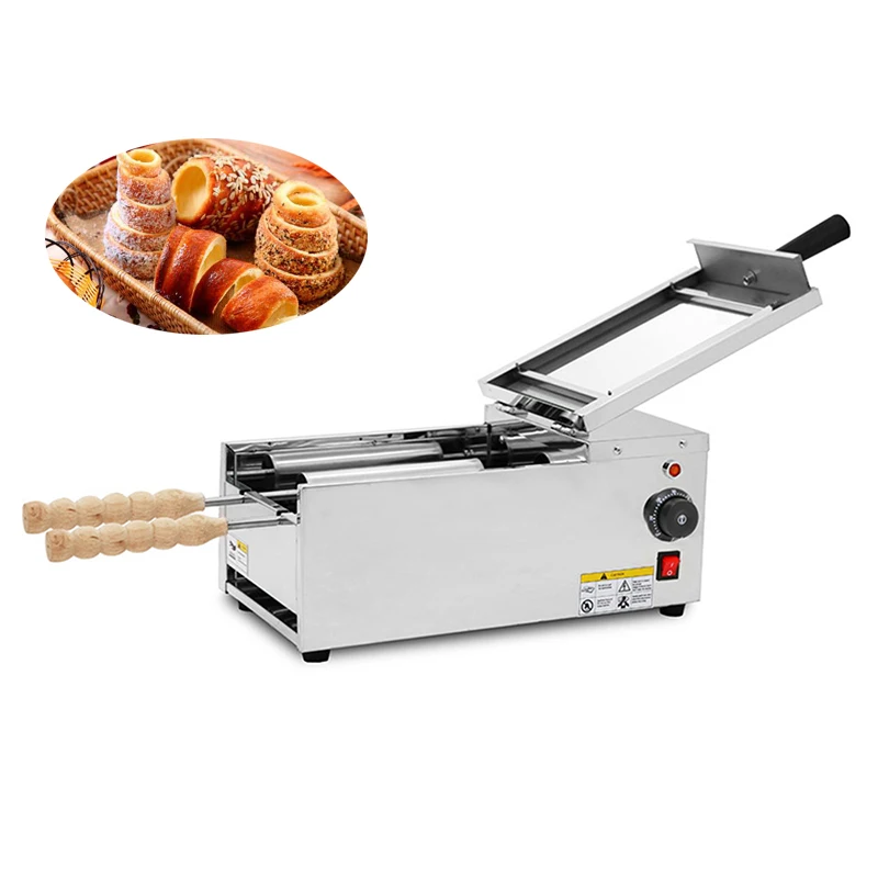 

Chimney Cake Doughnut Ice Cream Cone Maker Electric Kurtos Kalacs Machine Hungary Chimney Bread Roll Baking Machine