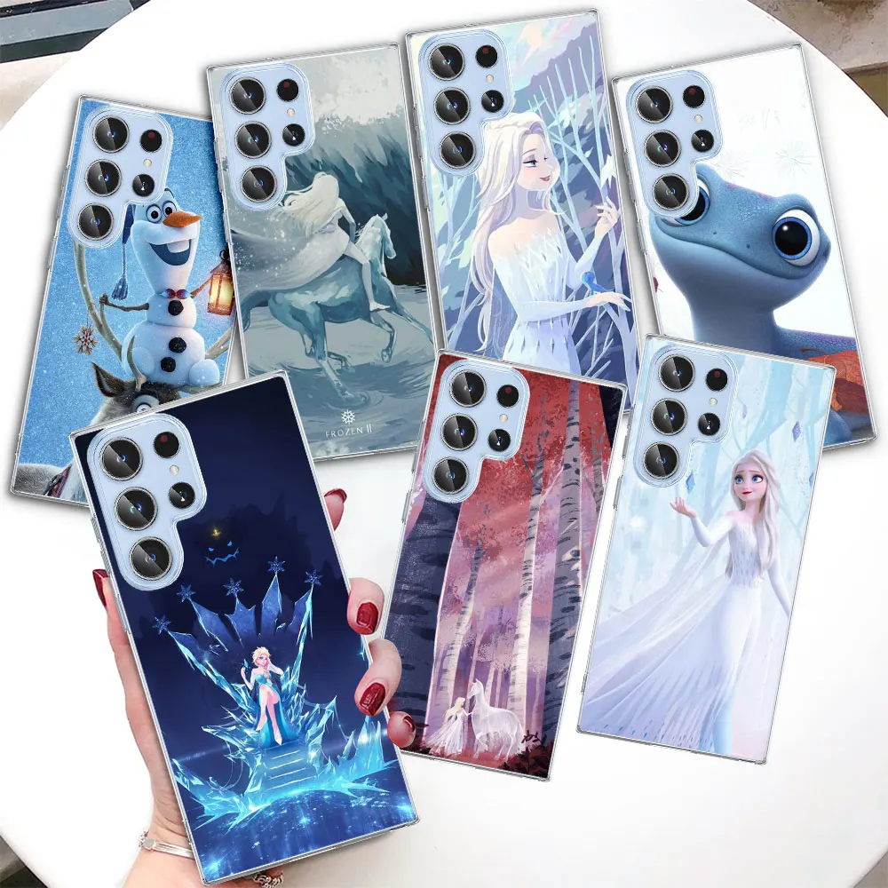 Princess Frozen Elsa Black Coque Per Samsung Galaxy S23 S22 Ultra 5G S20 S21 Fe Custodia In Tpu S9 S10E S8 Edge Cover Morbida Trasparente