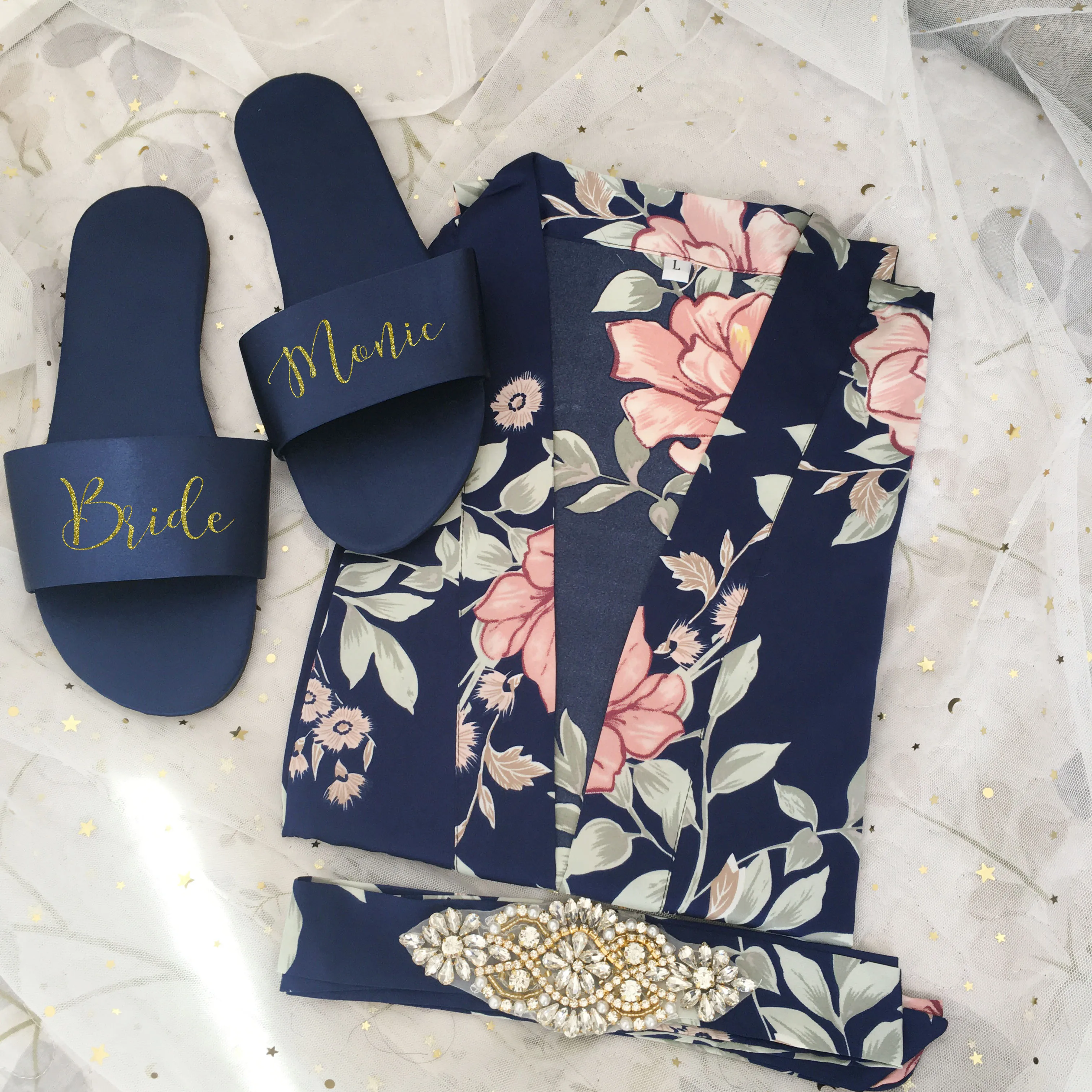 

1set Customized 18th 20th Birthday Party Wedding Sister Mother Gifts Personalized Slippers Custom Bride Robe Bridesmaid Gift