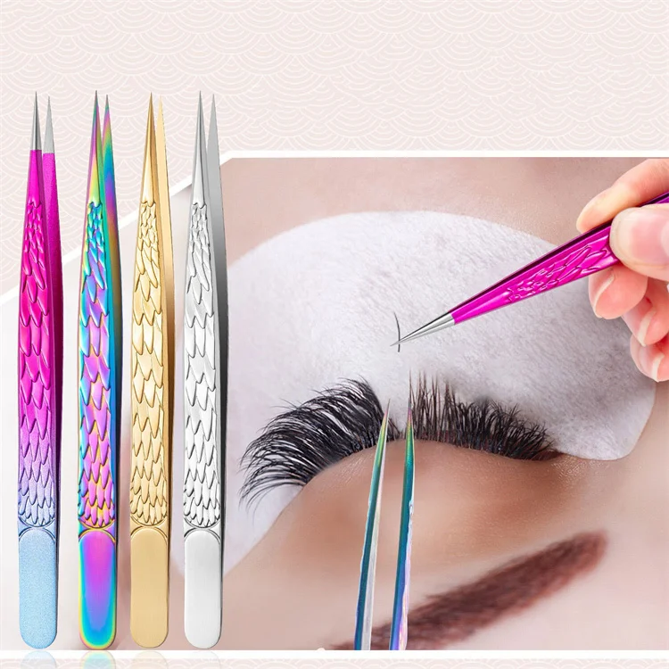 6PCS Falsche Wimpern Pinzette Set Für Wimpern Extensions Clip Boot Volumen Isolation Präzise Augenbraue Nail art Zange Make-Up Tools kit – Detail 2