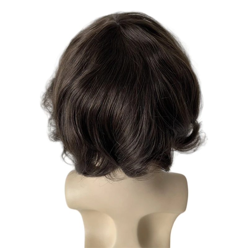 Malaysian Virgin Human Hair Hairpiece Injected PU Toupee Straight Dark Brown Color 2# 8x10 Skin Unit for Black Men