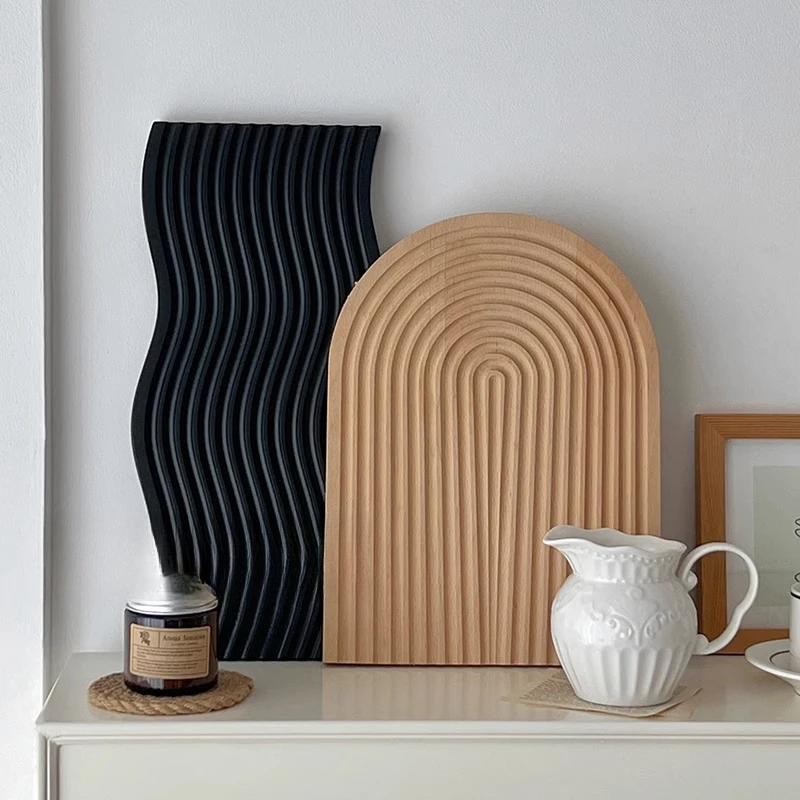 Ins style black wooden tray decoration aromatherapy perfume display storage tray Japanese style photography props living_voghion.com