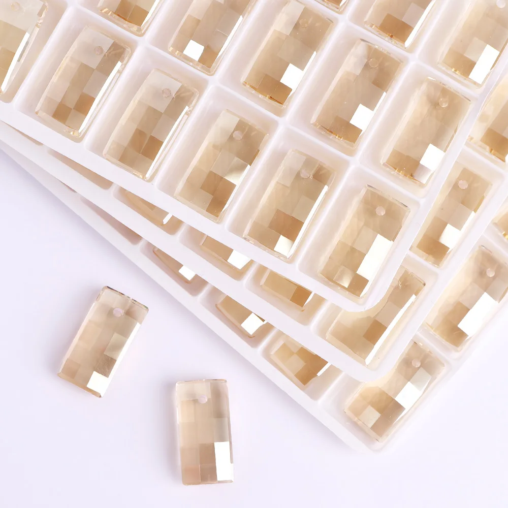 10 x 20 mm rechteckiger Einzelloch-Glas-Strass-Anhänger mit Glitzer, hochwertiger Kristall AB, ausgefallener quaderförmiger Diamant für DIY-Handarbeiten – Detail 8