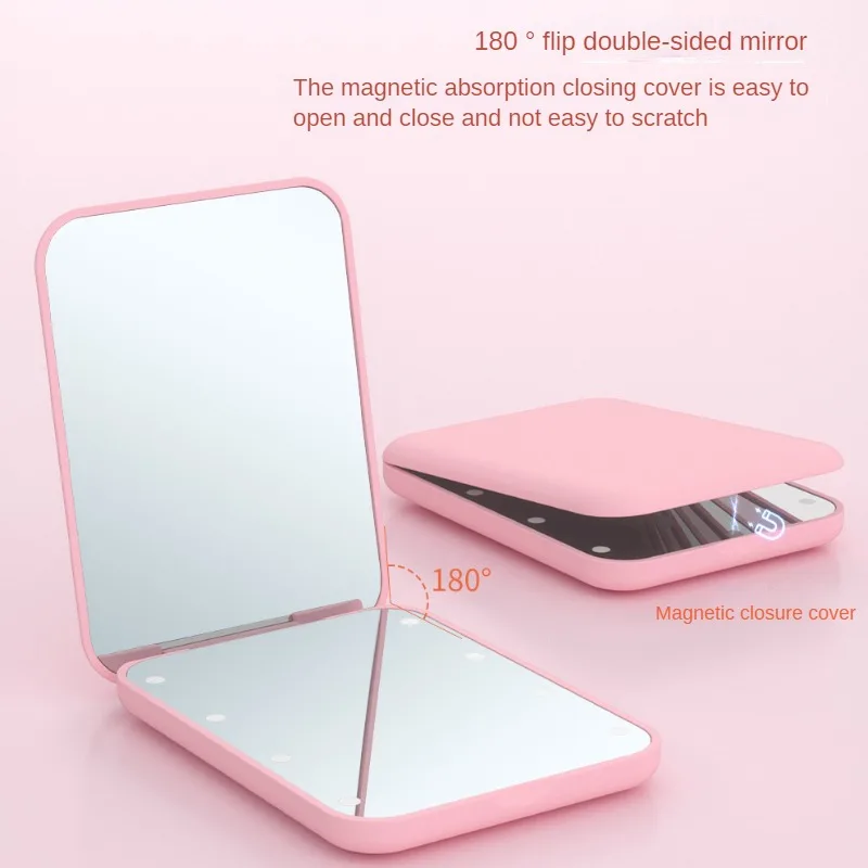Pocket LED Compact Travel Makeup Mirror – 2-Sided Folding Magnification with Light for Purse 4