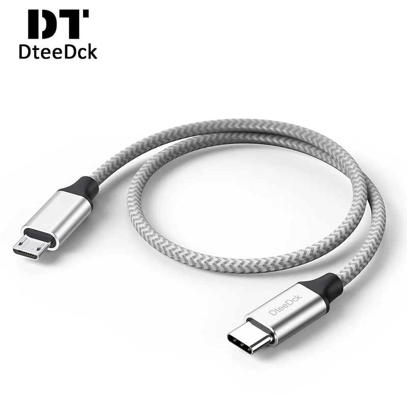 кабель vlp nylon cable usb usb type c 1 2 м белый DteeDck USB C to Micro USB Cable Nylon Braided Type C to Micro USB Cord Adapter for Laptop Phone Charging Data Transmission