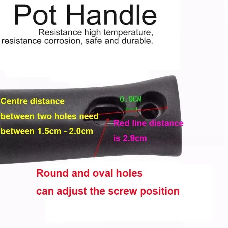 1Pcs detachable pot handle Universal Pot Handle Replacement Kitchen Scald-Proof Bakelite Pan Pot Long Handle Grip with Screw Cookware Accessory