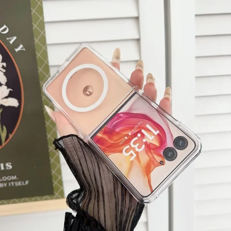 Transparent Magnetic Phone Case with Wireless Charging and Hinge Protection