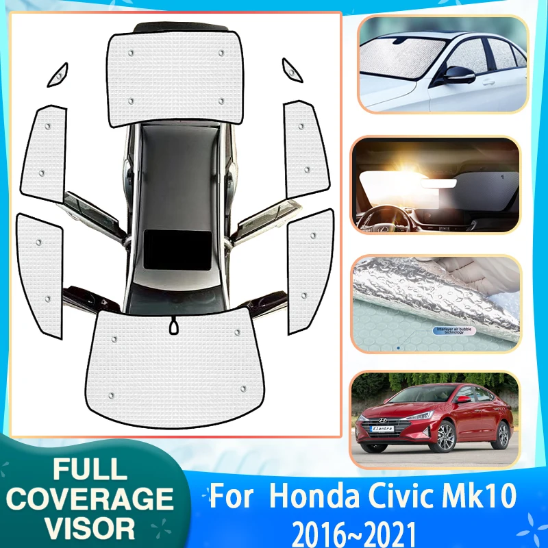 

Car Anti-UV Window Sunshade Covers For Honda Civic 10th Gen Sedan 2016~2021 Car Sunscreen Window Sunshades Covers Accessories