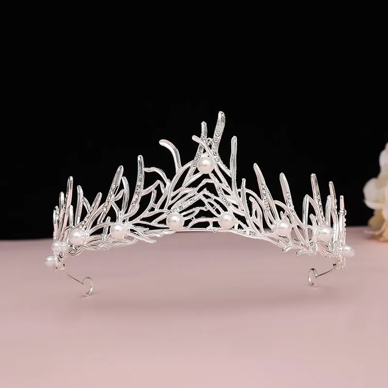 Crown Tiara Bride New alloy Diamond Pearl Crown wedding dress accessory Princess Birthday Tiara