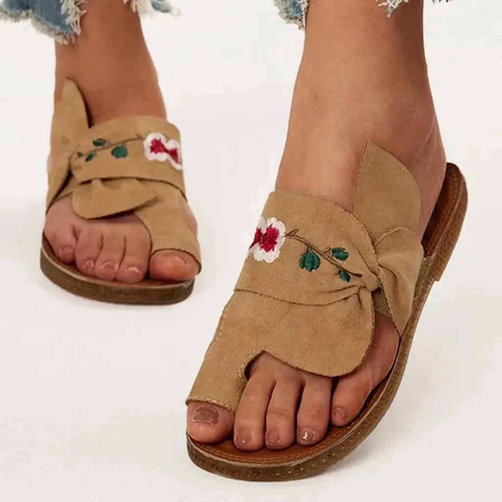 Women's Slippers 'Fashion Piece' 2022 Casual Comfort Soft Bottom Flat Slippers Open Toe Fish Mouth Plus Size Shoes With Flowers
