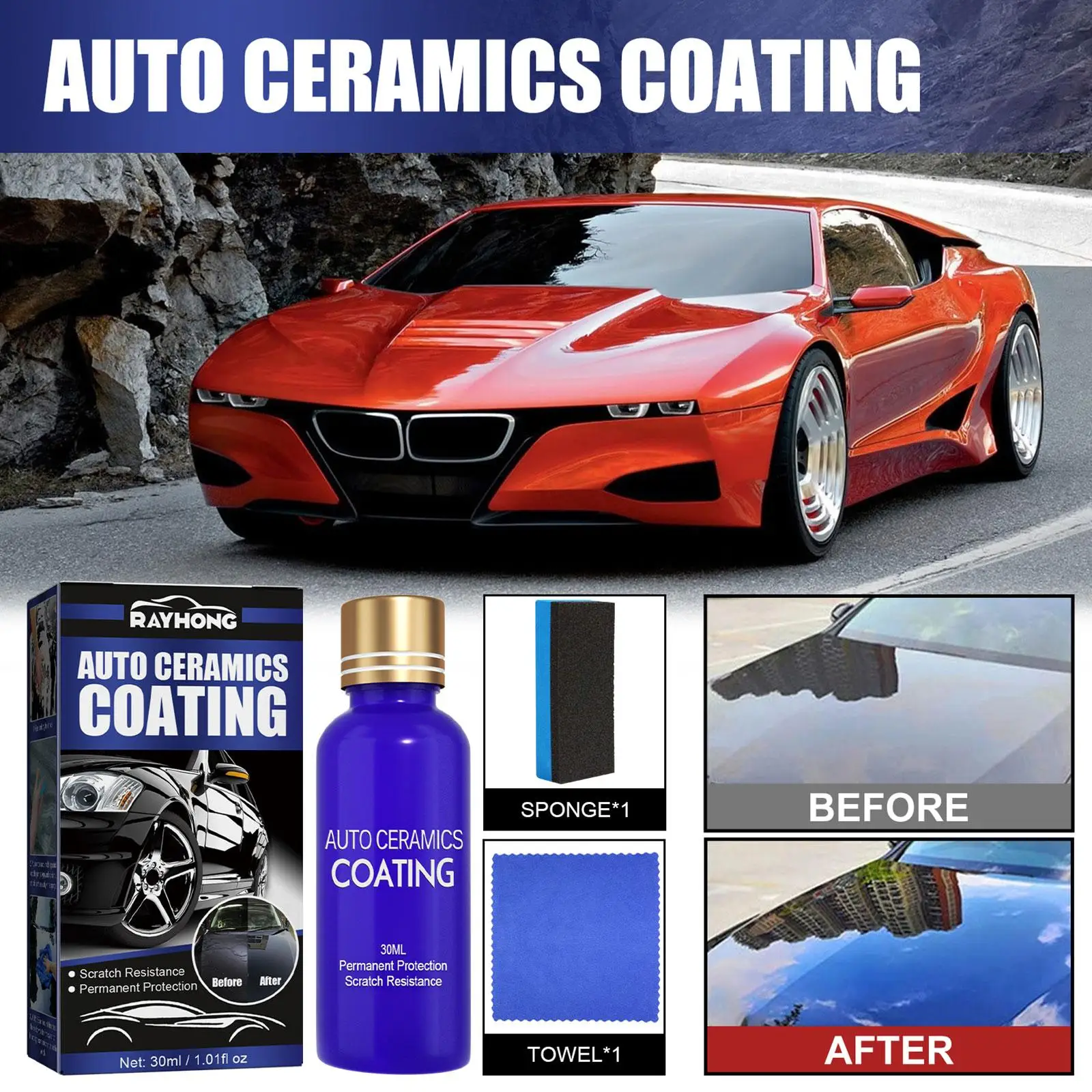 Ceramic Car Glass Coating Liquid Hydrophobic Anti Scratch