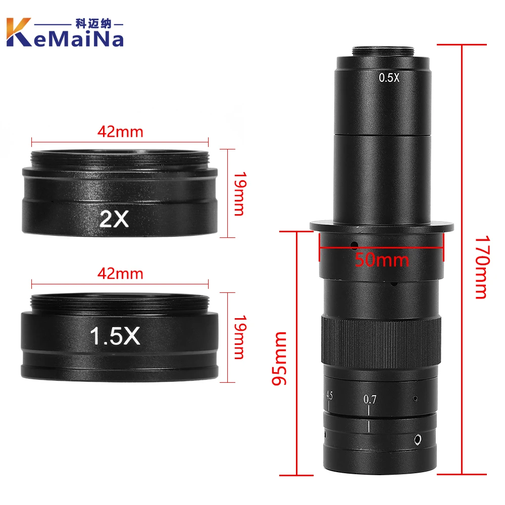 0.3X/0.5X/0.7X/ 1.5X/2X Barlow Auxiliary Objective Glass Lens For 10A C-MOUNT Lens Industrial Video Microscope Objective
