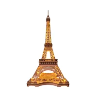 Robotime Rolife Night of the Eiffel Tower 3D Wooden Puzzle for Teens Adult Miniature Views of Famous Buildings Toys Decoration 1