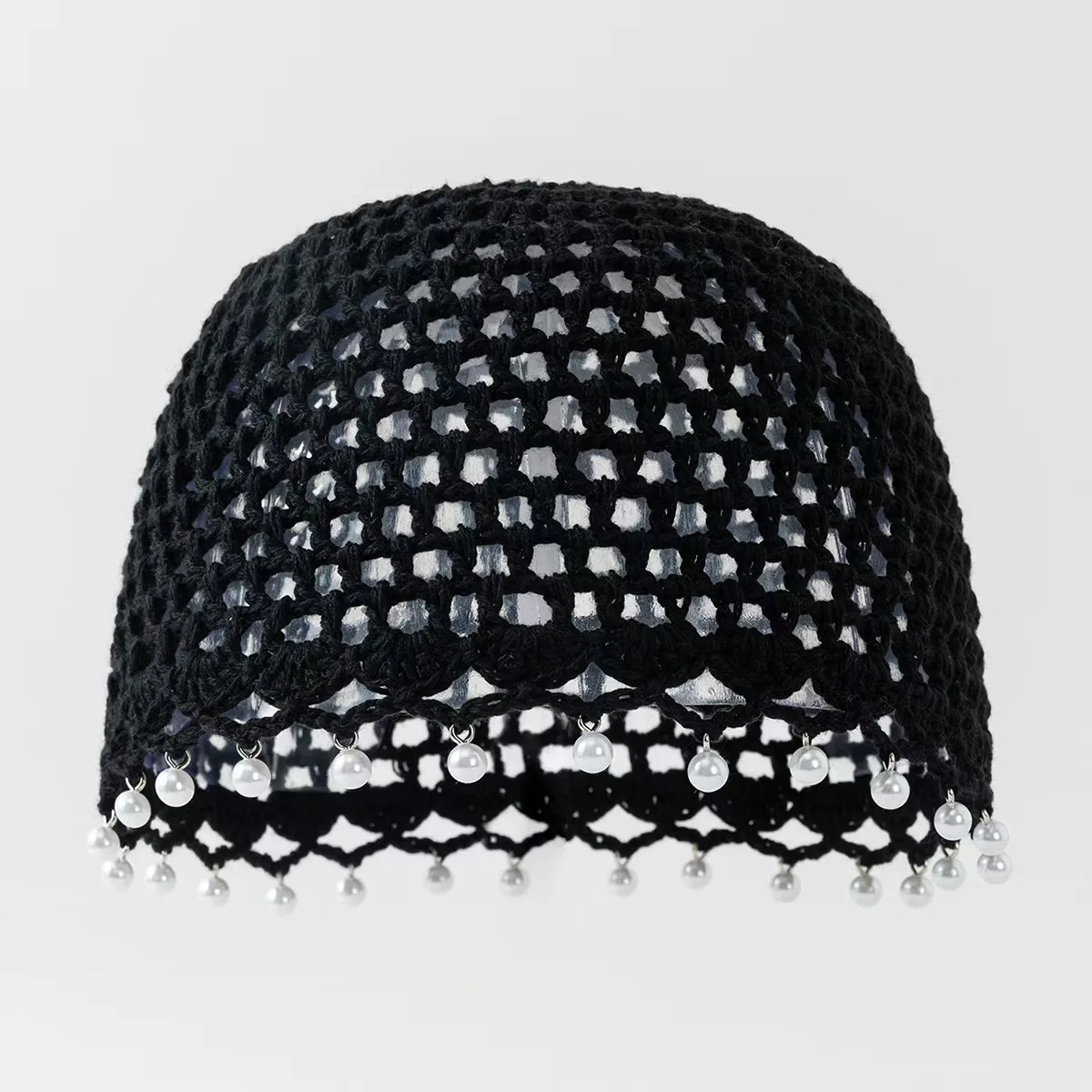 Elegant Lightweight Open-Knit Water Pearl Beanie – Artistic and Breathable Design