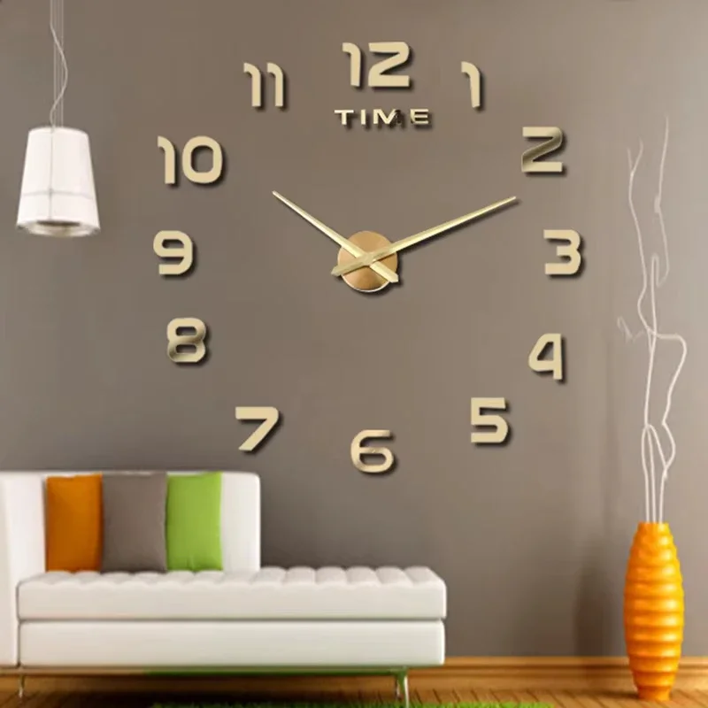 60-120cm 3D DIY Wall Clock Giant Acrylic Mirror Clocks Home Decoration Living Room Bedroom Wall Decor Silent Quartz Clocks wall clock mirror clock face