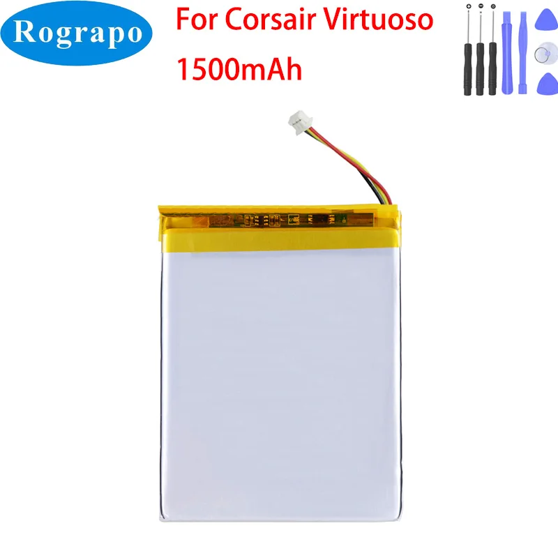 

Новый аккумулятор 3,7 в 1500 мА · ч для виртуарной гарнитуры Corsair, аккумулятор с 3-проводным штекером + Бесплатные инструменты