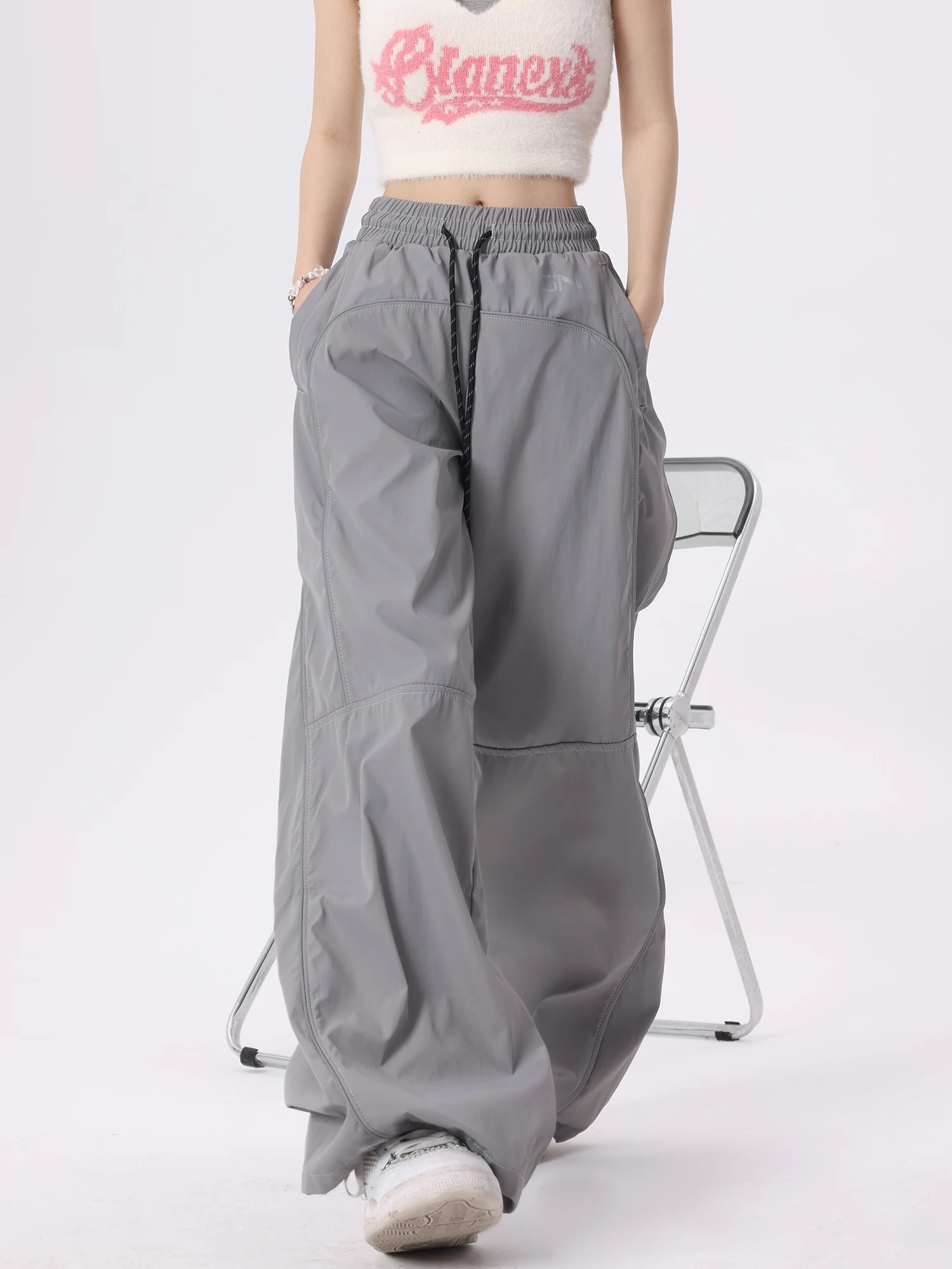 

2023 Harajuku Casual Baggy Sweatpants Women Elastic High Waist Cargo Wide Leg Pants Retro Y2k Fashion Vintage Streetwear Joggers