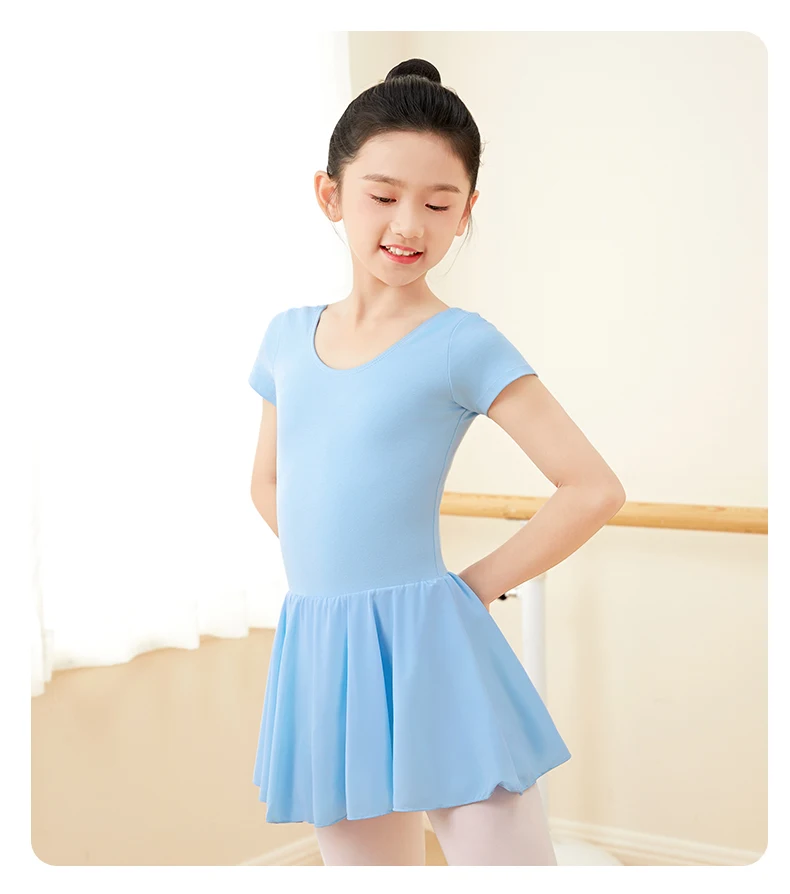 Kurzarm-Ballettkleid für Mädchen, schwarzes Ballett-Trikot mit Rock, Tanz-Body, Tutu-Rock für Gymnastik/Skating/Aufführung – Detail 11