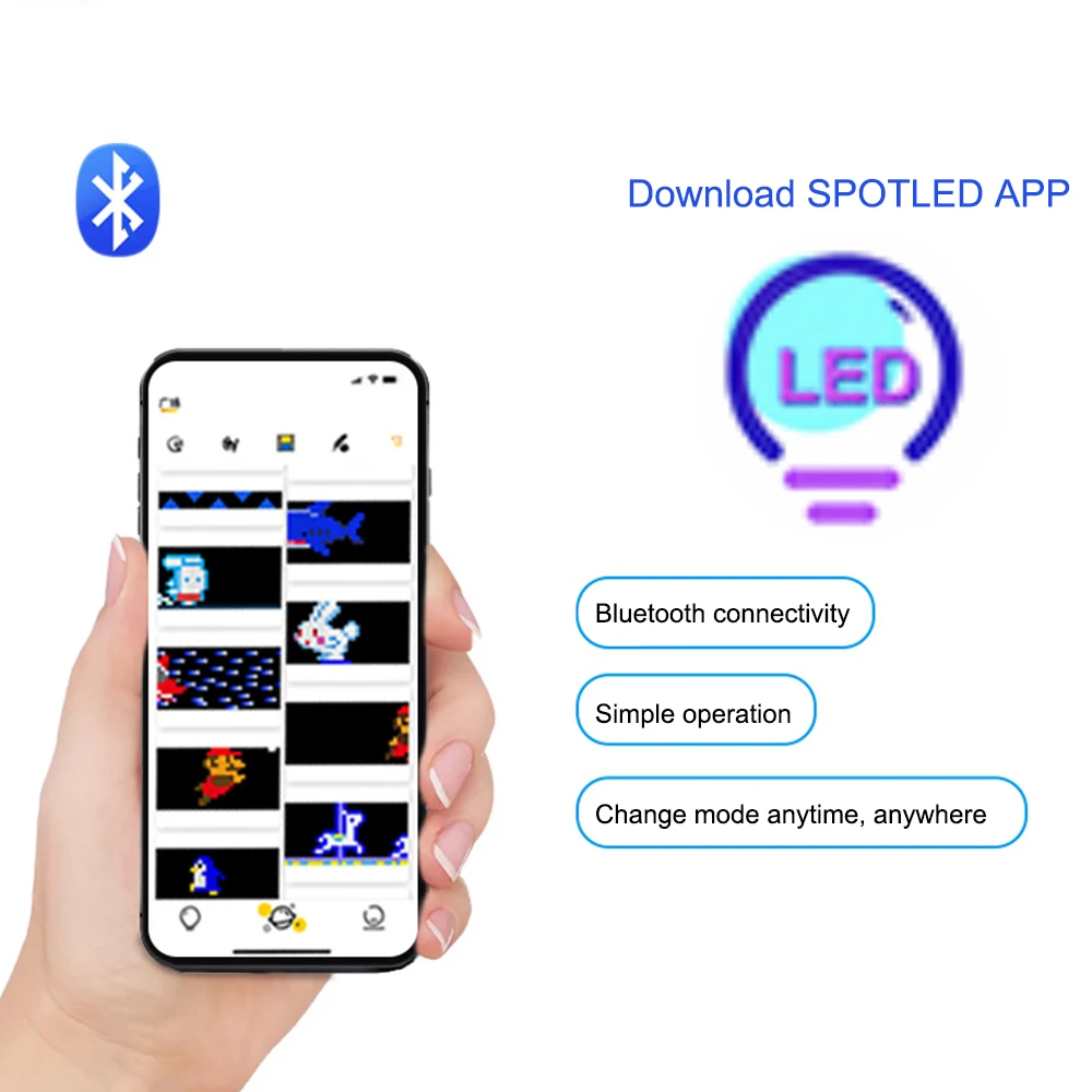 RGB Flexible LED Display Bluetooth Programmable Sign Module Strip Light DIY Mask Hat Clothes Bag Shoes Word Scroll Matrix Screen led message board,led display board