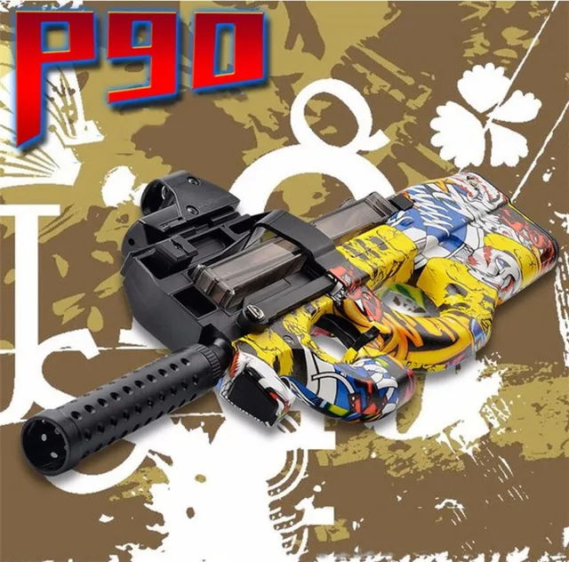 Electric P90 Graffiti Edition Toy Gun Live CS Assault Snipe Simulation Weapon Outdoor Soft Water Bullet Gun For Boys Kids Toys 2