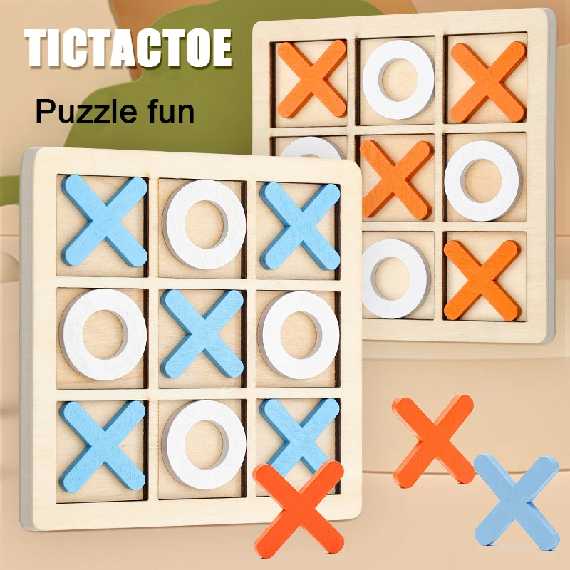 

1PC Parent-Child Interaction Wooden Board Game XO Tic Tac Toe Chess Funny Developing Intelligent Educational Toy Puzzles