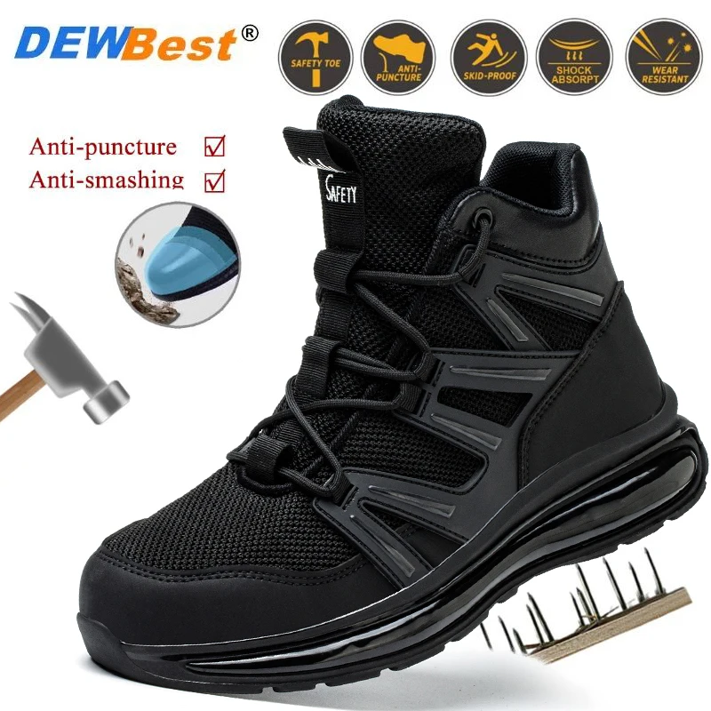 

Mens Breathable High Quality Puncture Proof Construction Shoes Summer Lightweight Steel Toe Shoes Four Seasons Safety Shoes