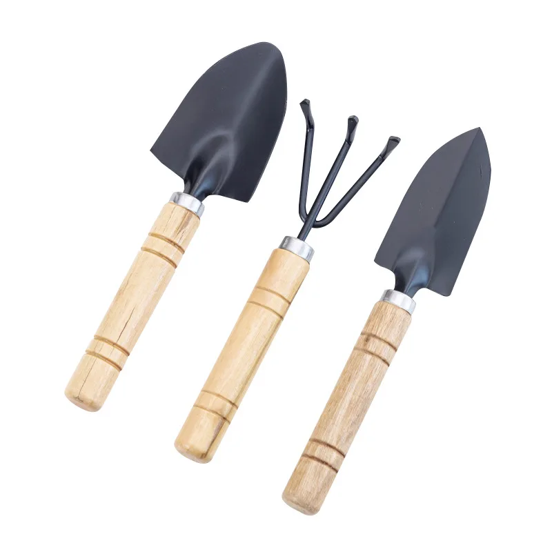 3PCS Gardening Tool Set Hand Planting Mini Wood Handle Shovel Spade Trowel Gardening Tools For Flowers Succulent Tranplanting