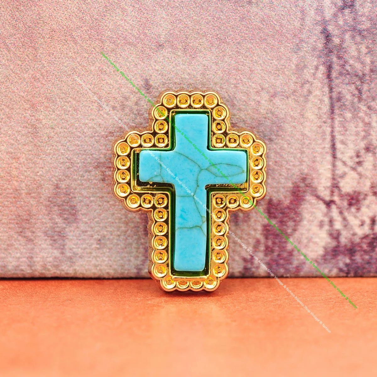 

10pcs 19*26 Gold Naturl Black Turquoise Christian Cross DIY Leathercraft Belt Jewelry Accessories Shoe Concho Screwback