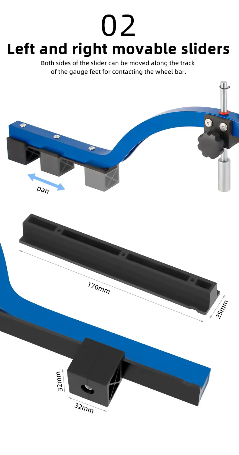 TOOPRE Radnabenlehre für 12-Zoll- bis 29-Zoll-Radsets, Fahrradfelgen-Mittelpositionierungs-Radbügel-Einstell- und Korrekturwerkzeug – Detail 7