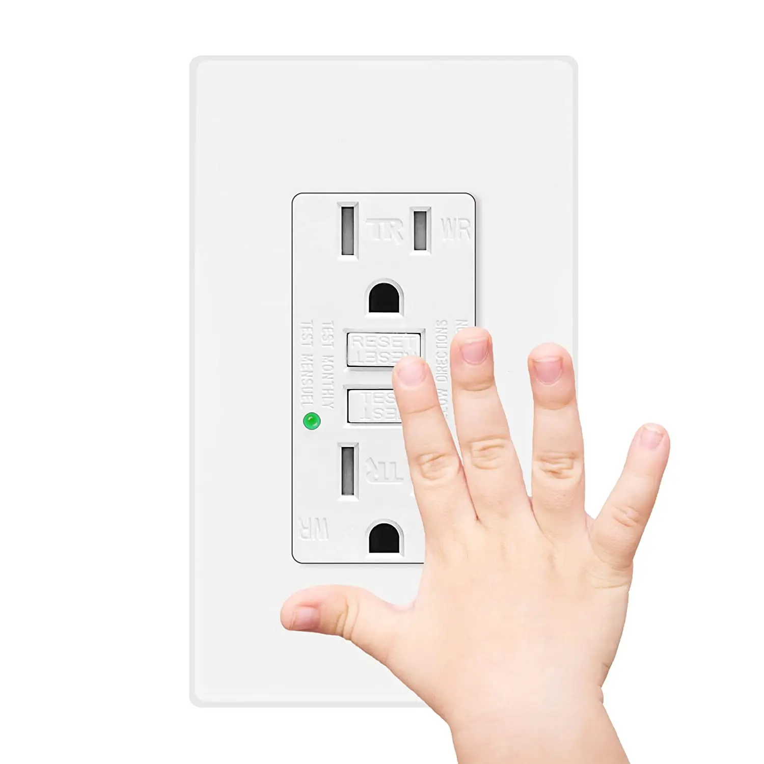 NineLeaf 15Amp GFCI Receptacle Outlet Receptacle Tamper Resistant and Weather Resistant with LED Indicator Power Socket