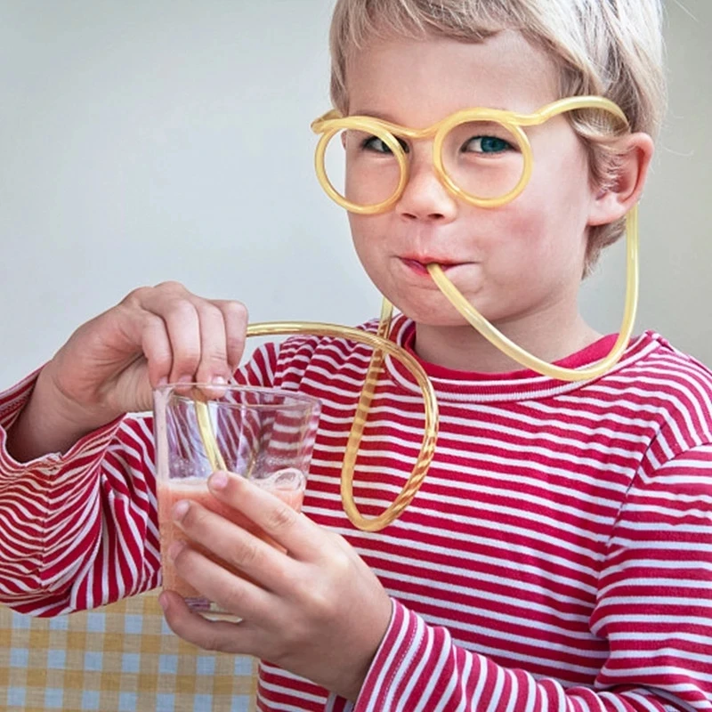 

Funny Soft Straw Glasses Plastic Drinking Straws Unique Flexible Tube Kids Birthday Party Supplies Bar Wedding Game Accessories